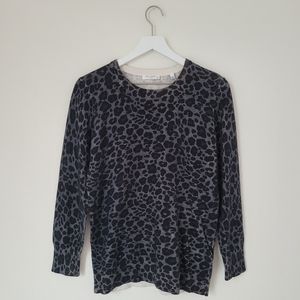 Equipment Leopard Print Sweater Gray Medium